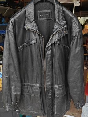 VINTAGE 90's Baracuta Men's Black Leather Zip Jacket